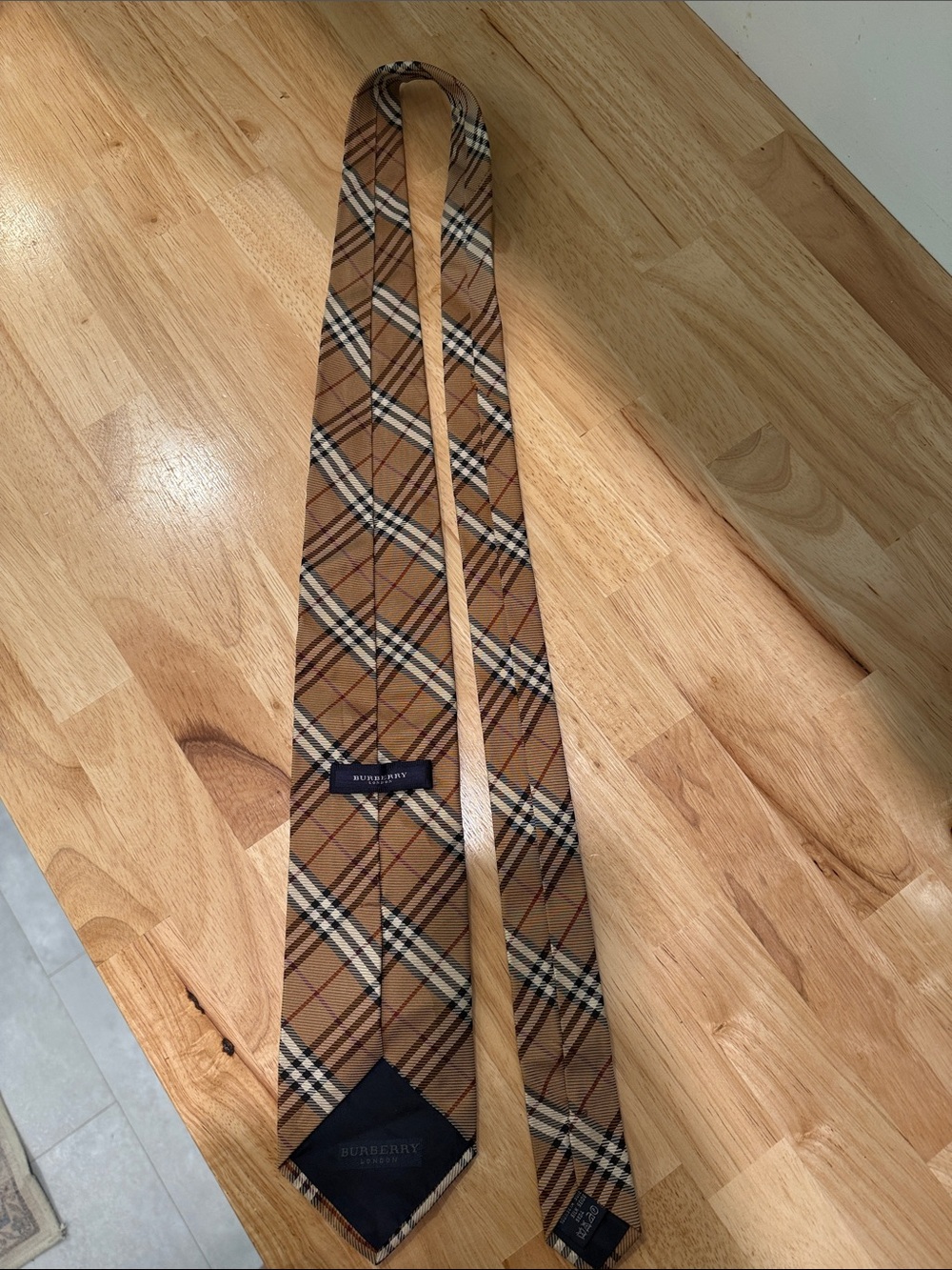 Vintage 90’s Burberry Signature Tan and Black Plaid Silk Tie